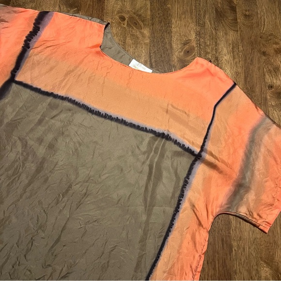 Eli-Ane Hand Painted Silk Blouse One of a Kind OSFM Abstract Wearable Art Top - Picture 1 of 12